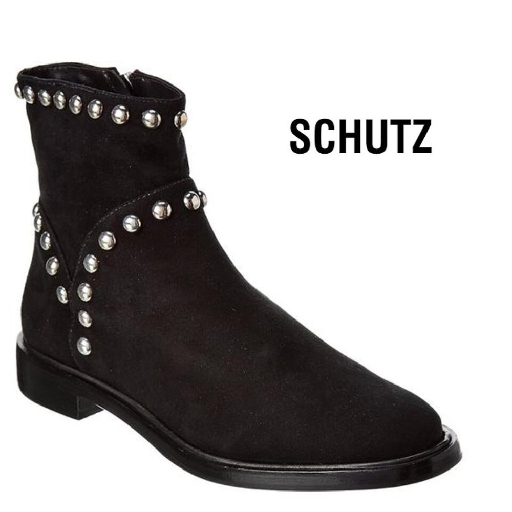 NWOB $198 SCHUTZ Margot Black Suede Bootie - Size 5B